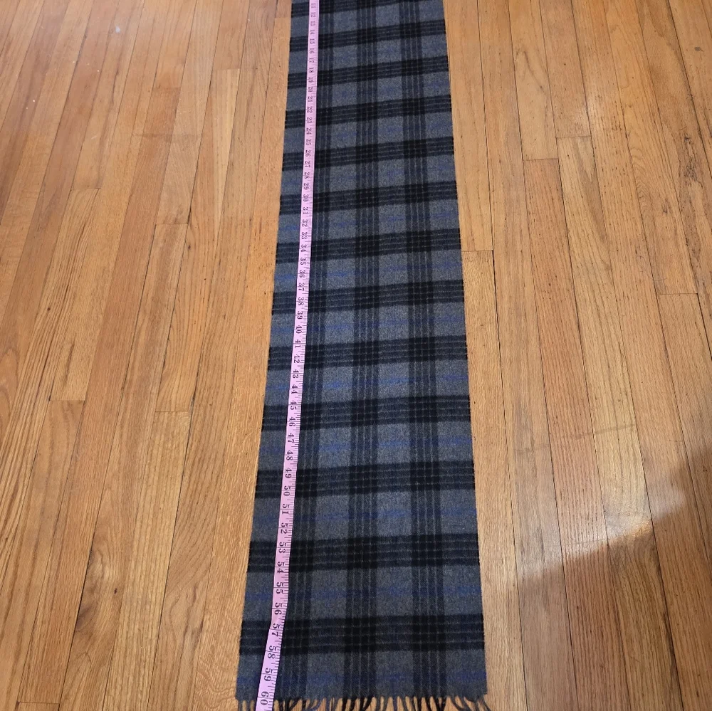 Jos. A. Bank Charcoal, Grey and Blue Checkered Cashmere Scarf NWT